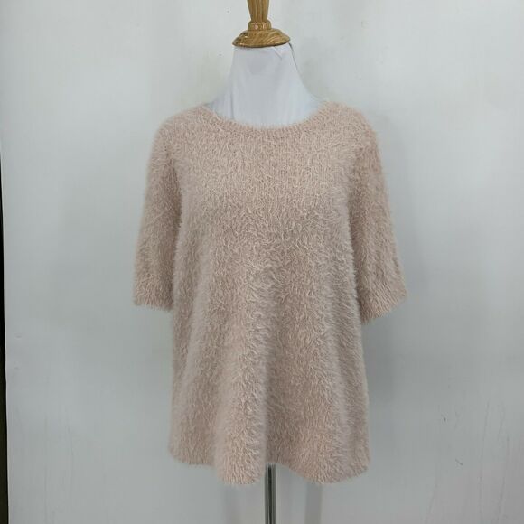 Ann Taylor Loft Fuzzy Sweater Pink Women's Size M Nylon Acrylic Mid Sleeve Top - Picture 2 of 9